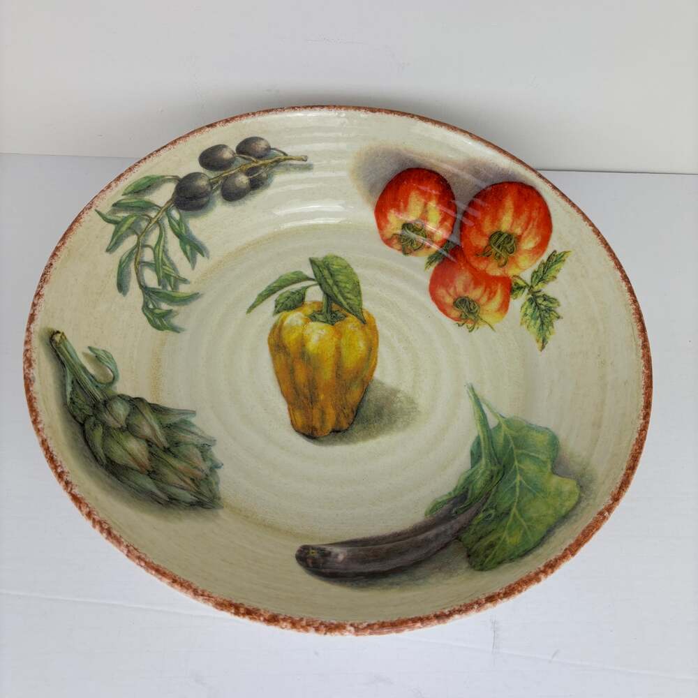 Williams Sonoma Jardin Potager Italy Vegetables LARGE PASTA Serving Bowl 14.5"